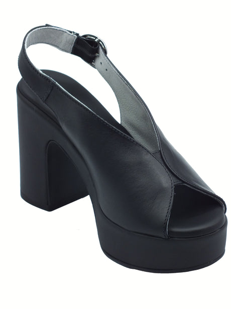 Nero Giardini NeroGiardini E513645D Tamigi Nero Sandali per Donna in pelle con fibietta e tacco alto Nero