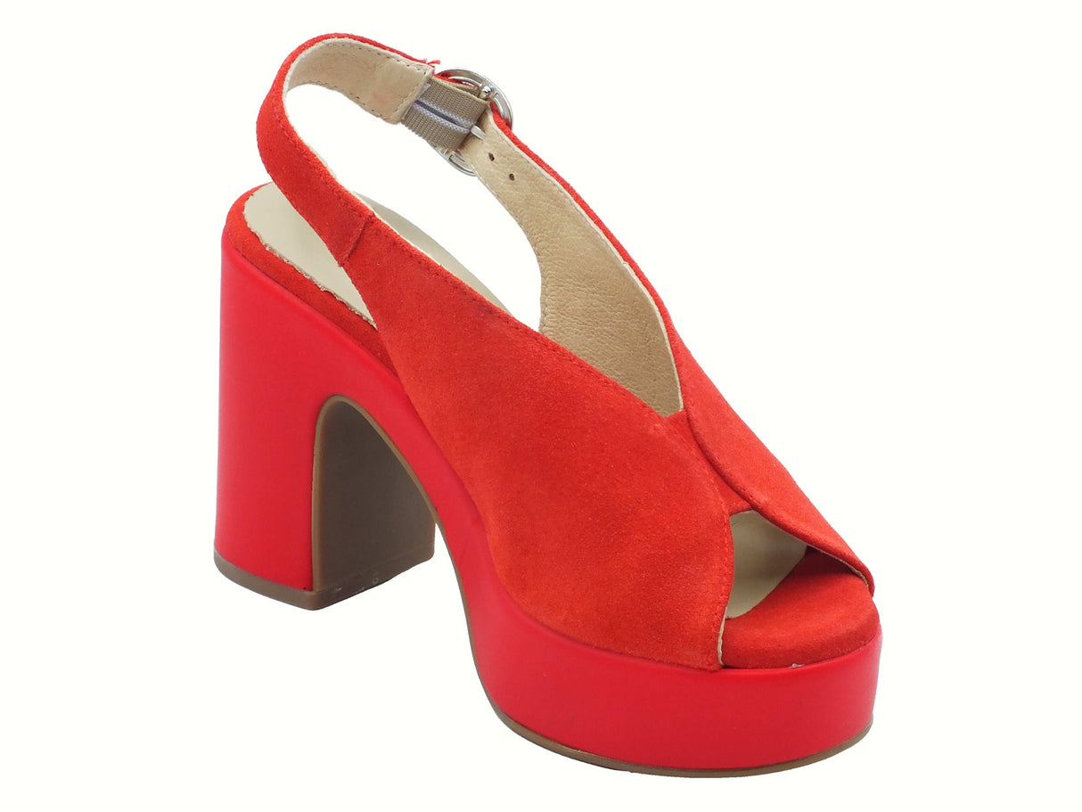 Nero Giardini NeroGiardini E513646D Velour Rosso Sandali per Donna in nabuk con fibietta e tacco alto Rosso