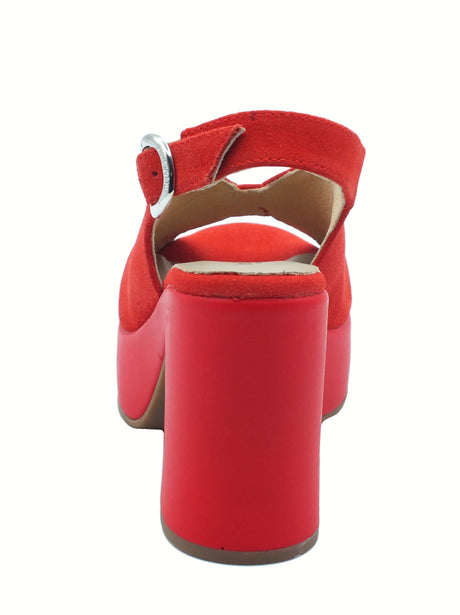 Nero Giardini NeroGiardini E513646D Velour Rosso Sandali per Donna in nabuk con fibietta e tacco alto Rosso