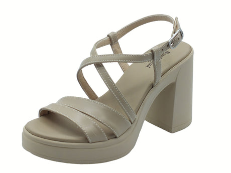 Nero Giardini NeroGiardini E513660D Barolo Lino Sandali per Donna in pelle con fibietta e tacco alto Lino