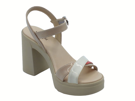 Nero Giardini NeroGiardini E513662D Cristallo Venus Papavero Sandali per Donna in pelle con fibietta e tacco alto beige