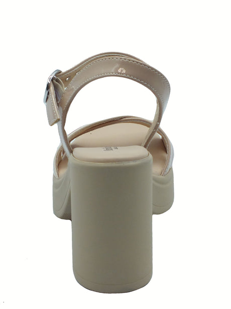 Nero Giardini NeroGiardini E513662D Cristallo Venus Papavero Sandali per Donna in pelle con fibietta e tacco alto beige