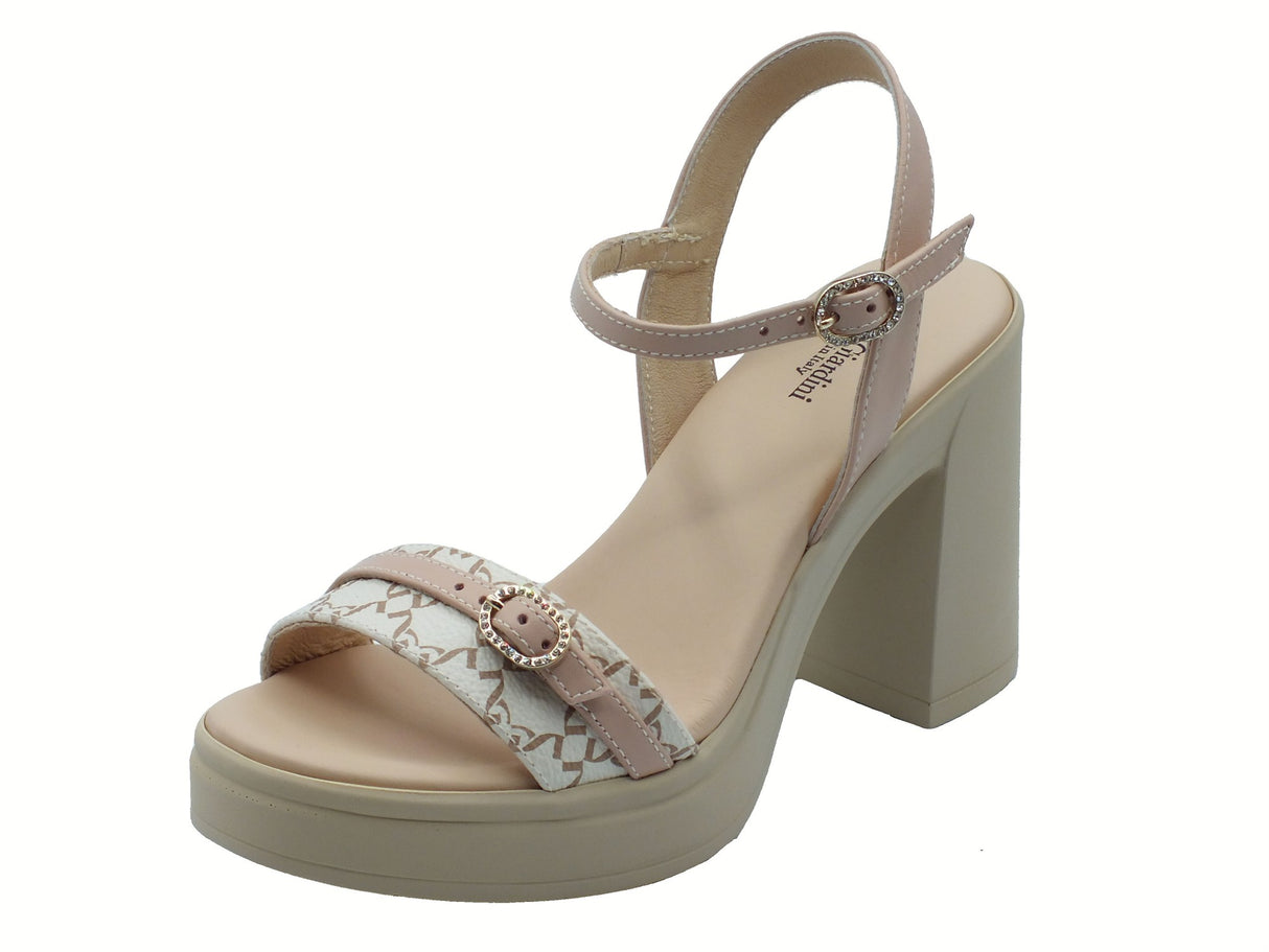 Nero Giardini NeroGiardini E513664D Giove Beige Rosa Sandali per Donna in pelle con fibietta e tacco alto Beige