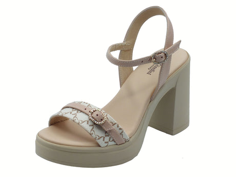 Nero Giardini NeroGiardini E513664D Giove Beige Rosa Sandali per Donna in pelle con fibietta e tacco alto Beige