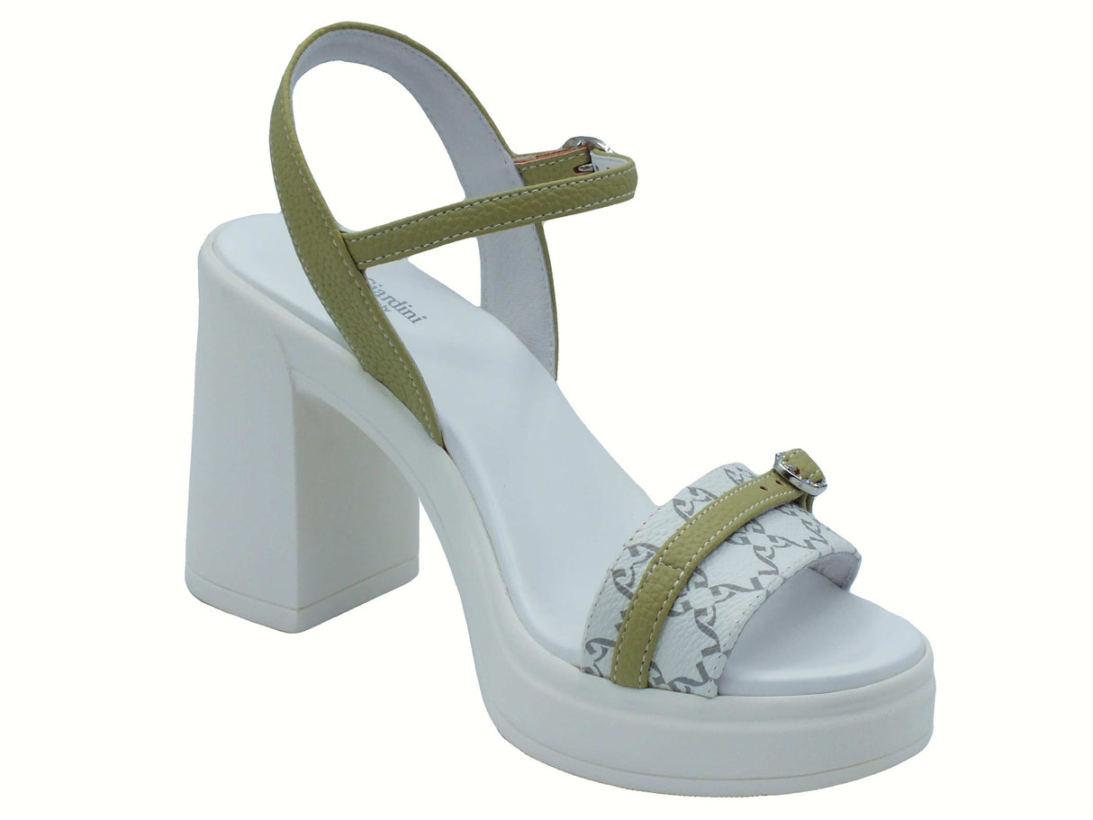 Nero Giardini NeroGiardini E513664D Giove Bianco Pistacchio Sandali per Donna in pelle con fibietta e tacco alto bianco