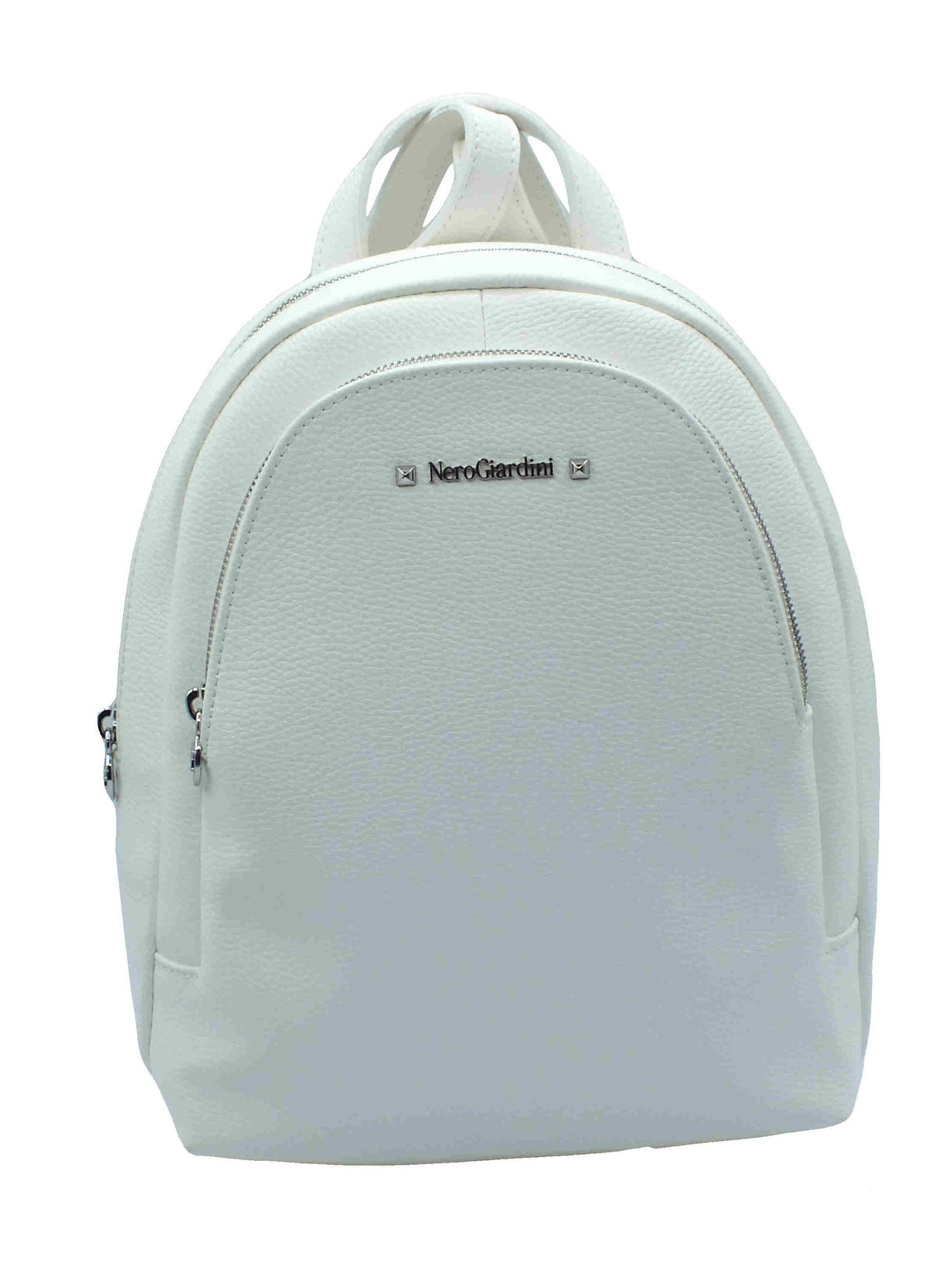 Nero Giardini NeroGiardini E543961D T. Gorgona Bianco Zainetto per Donna in ecopelle con lampo argento Bianco