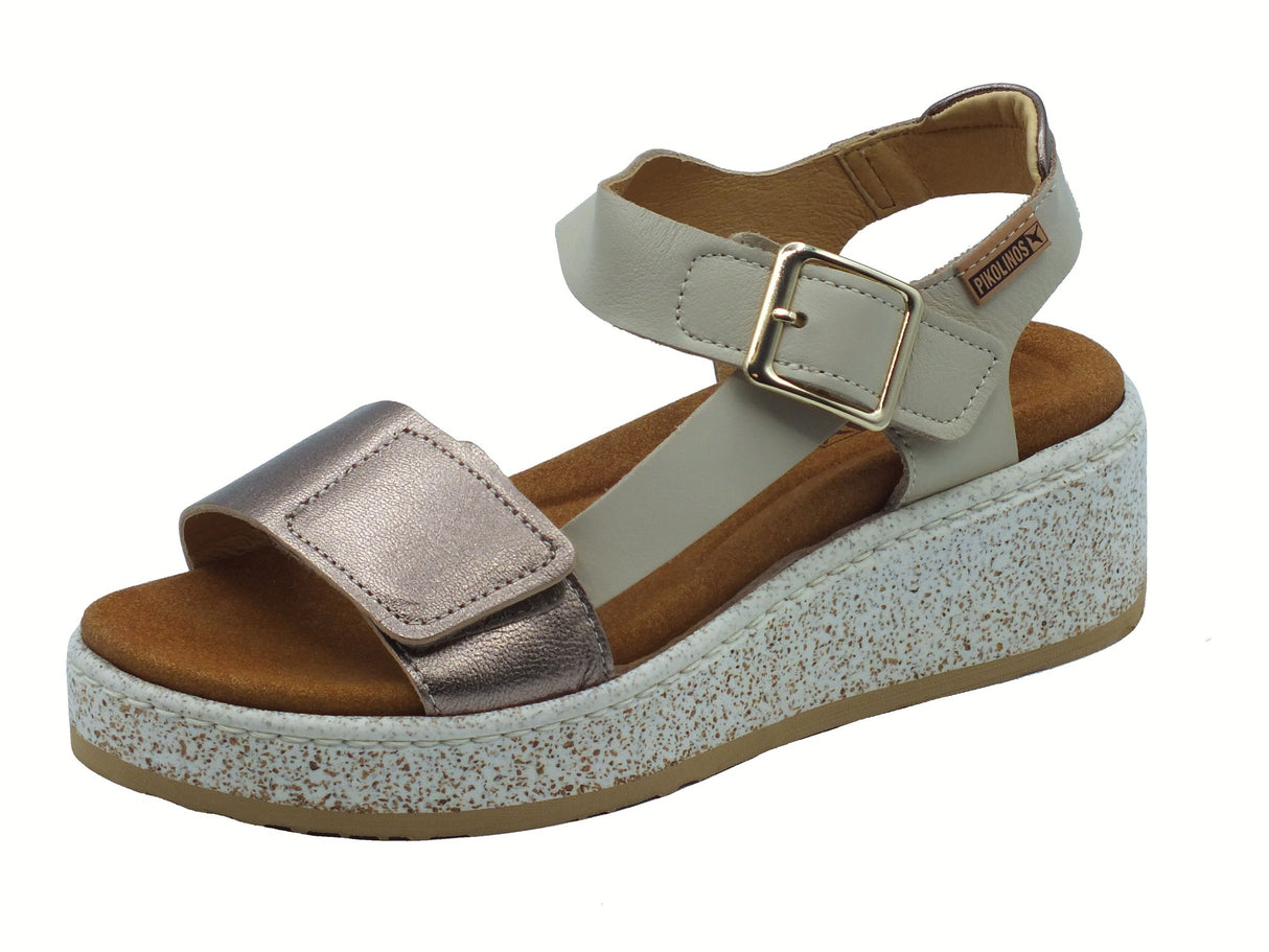 Pikolinos Pikolinos Alzira W9D-1527C1 Marfil Sandali per Donna in pelle beige con doppio strappo Marfil