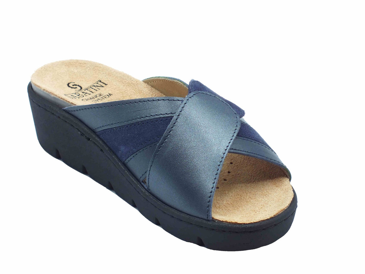 Sabatini Sabatini S1057 C. Simona Perlato Blu Ciabatte per Donna in pelle con strappo Blu