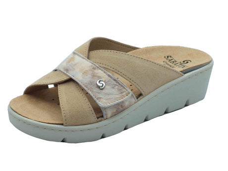 Sabatini Sabatini S1061 C. Simona Graffiti Beige Ciabatte per Donna in pelle con strappo beige
