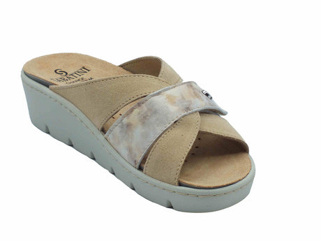 Sabatini Sabatini S1061 C. Simona Graffiti Beige Ciabatte per Donna in pelle con strappo beige