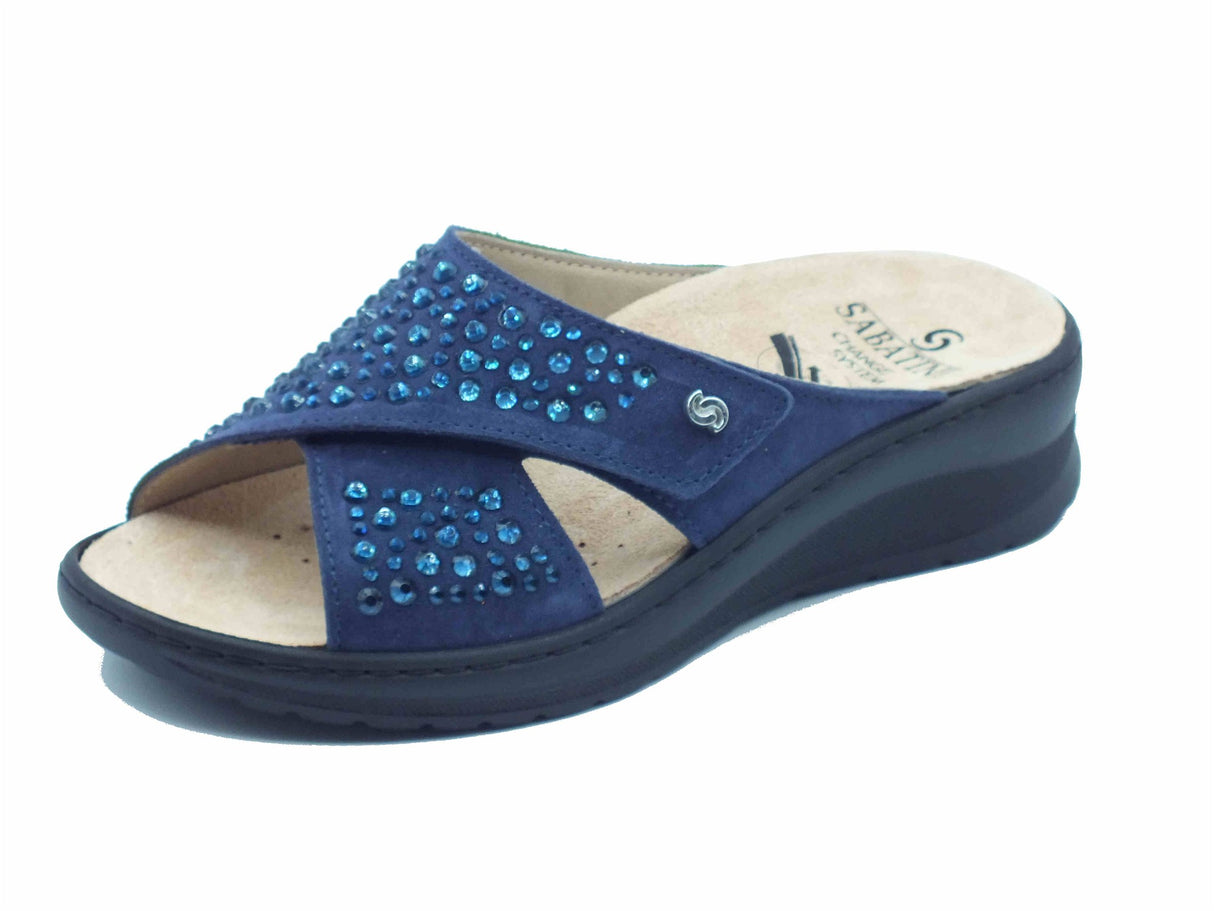 Sabatini Sabatini S3056P C. Megan Camoscio Blu Sandali per Donna in nabuk con strappo Blu
