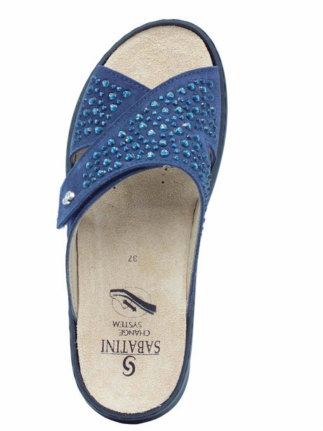 Sabatini Sabatini S3056P C. Megan Camoscio Blu Sandali per Donna in nabuk con strappo Blu