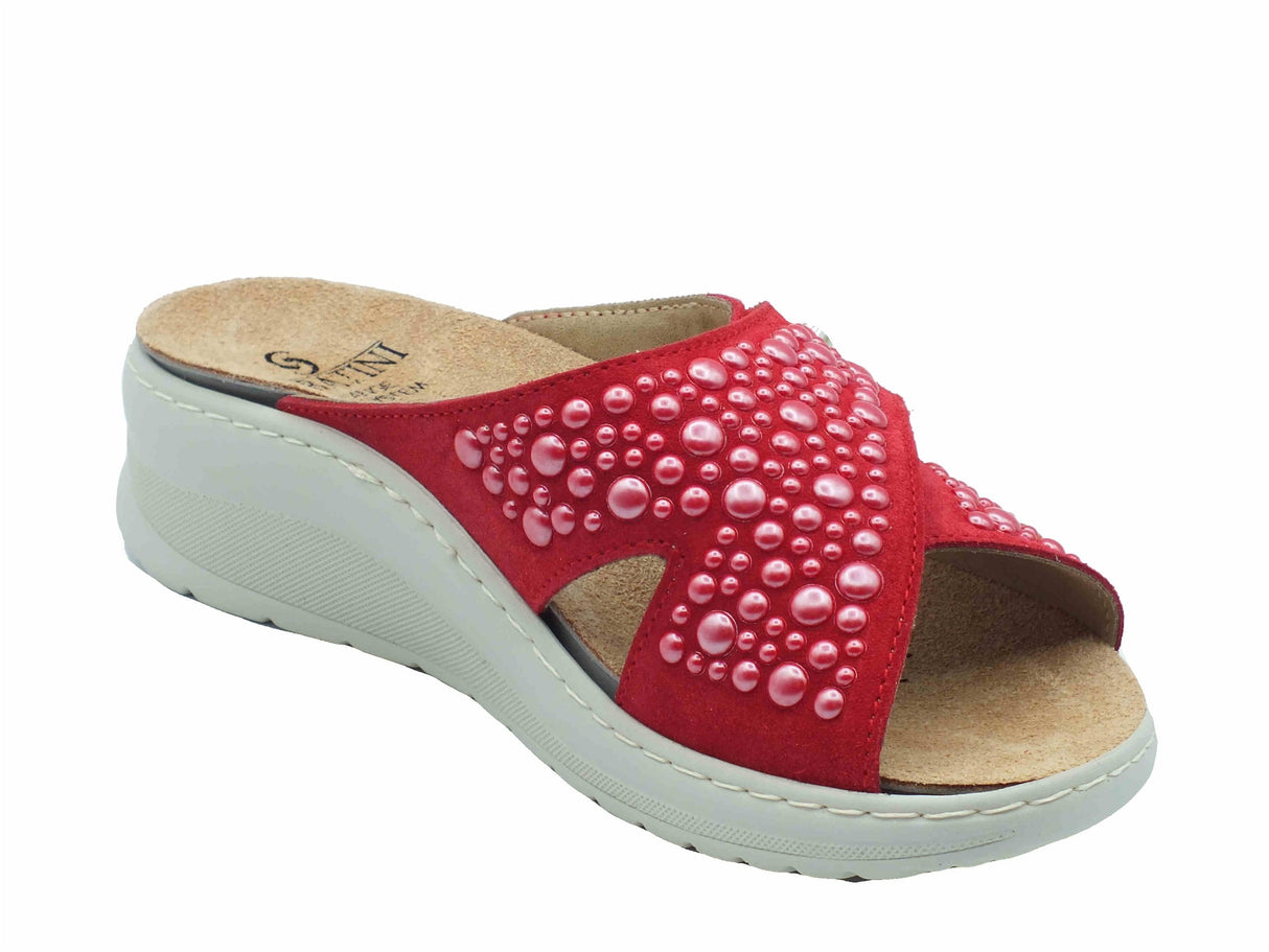 Sabatini Sabatini S3056P C. Megan Camoscio Rosso Sandali per Donna in nabuk con strappo Rosso