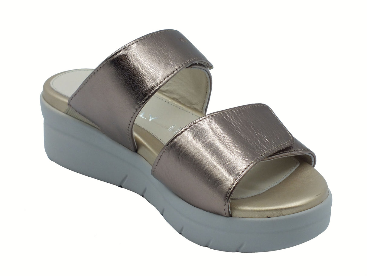 Stonefly Stonefly 212767 Aqua Lamina Sandali per Donna in pelle lamonato doppio strappo zeppa media Aqua Lamina