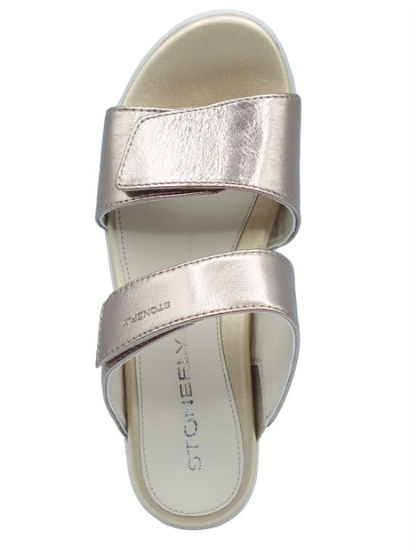 Stonefly Stonefly 212767 Aqua Lamina Sandali per Donna in pelle lamonato doppio strappo zeppa media Aqua Lamina