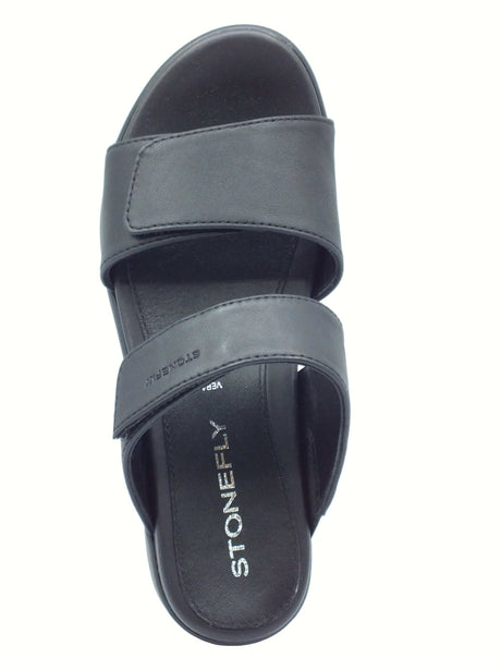 Stonefly Stonefly 212786 Aqua Nappa Black Sandali Scalsati per Donna in pelle nera zeppa media Black
