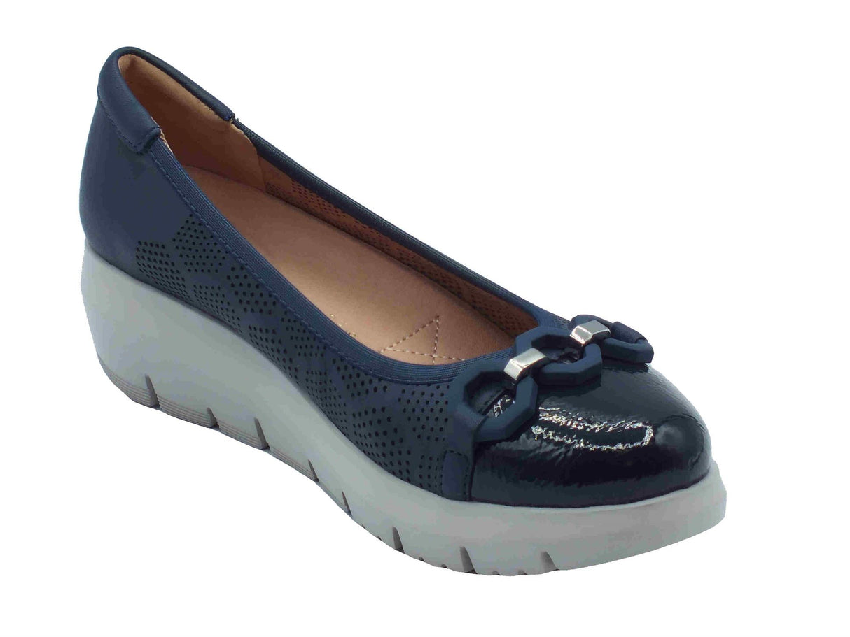 Stonefly Stonefly 220759 Plume Nappa Ocean Blue Mocassini confort per Donna in pelle zeppa media Ocean Blue