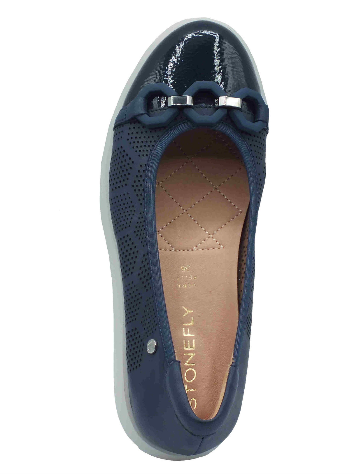 Stonefly Stonefly 220759 Plume Nappa Ocean Blue Mocassini confort per Donna in pelle zeppa media Ocean Blue