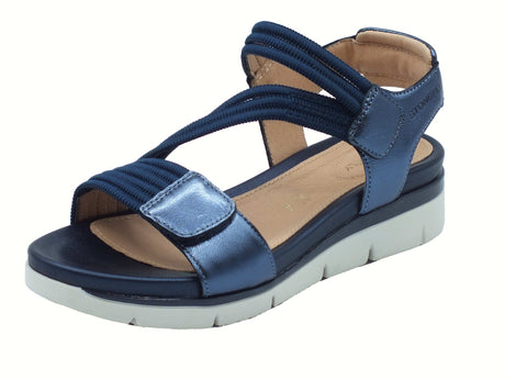 Stonefly Stonefly 220831 Elody Elastic Laminated Blue Sandali per Donna in pelle zeppa bassa Blu
