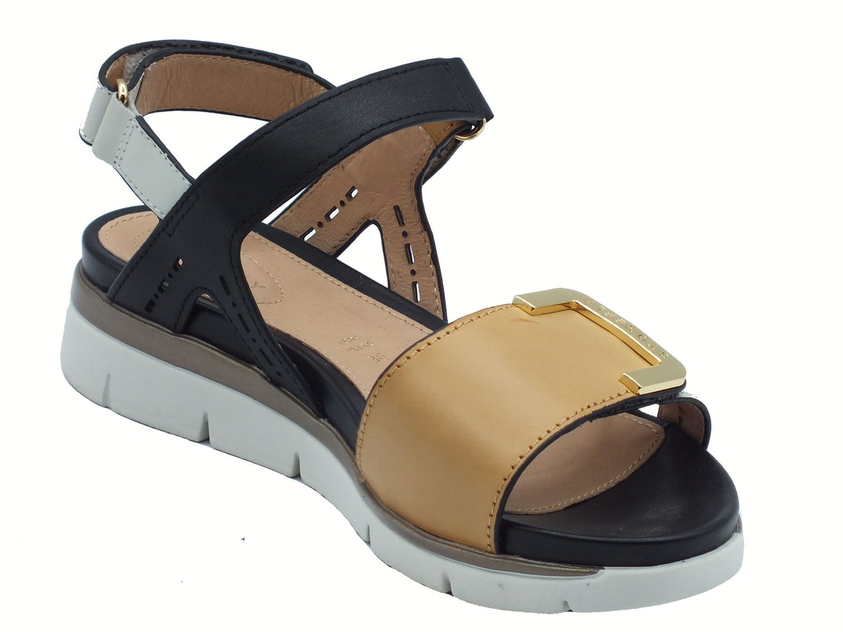 Stonefly Stonefly 220834 Elody Calf Honey Birch White Sandali per Donna in pelle zeppa bassa Birch White