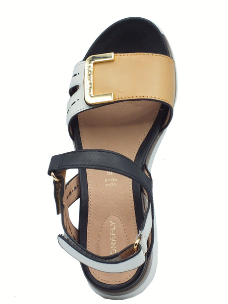 Stonefly Stonefly 220834 Elody Calf Honey Birch White Sandali per Donna in pelle zeppa bassa Birch White