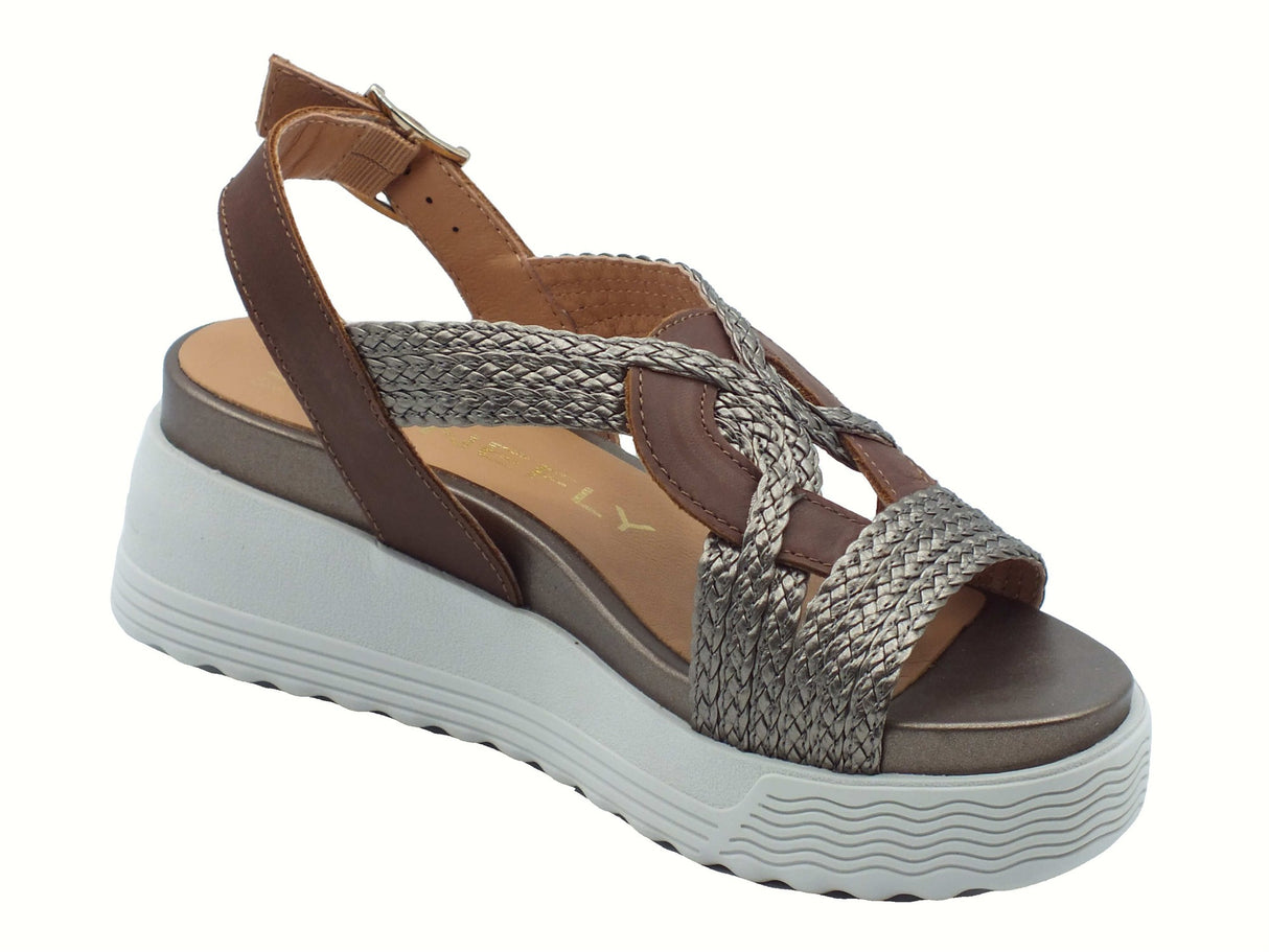 Stonefly Stonefly 220895 Parky 24 Embossed Bron Chesnut Sandali estivi per Signora in pelle marrone nocciola Chesnut