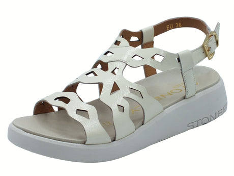 Stonefly Stonefly 220958 Onda Patent Gray Sandali per Donna in pelle verniciata nera zeppa bassa Gray