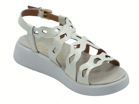 Stonefly Stonefly 220958 Onda Patent Gray Sandali per Donna in pelle verniciata nera zeppa bassa Gray