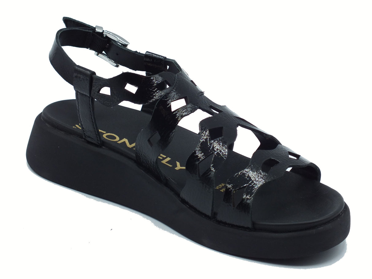 Stonefly Stonefly 220958 Onda Patent Black Sandali per Donna in pelle verniciata nera zeppa bassa Black