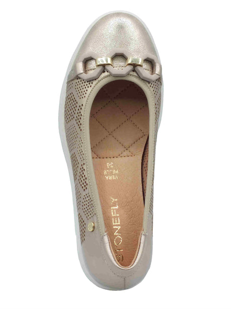 Stonefly Stonefly 221190 Plume Laminated Taupe Mocassini per Donna in pelle traforata con zeppa media Taupe