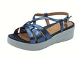 Stonefly Stonefly 222538 Aqua Lamin Ated Blue Sandali per Donna in pelle zeppa bassa blu