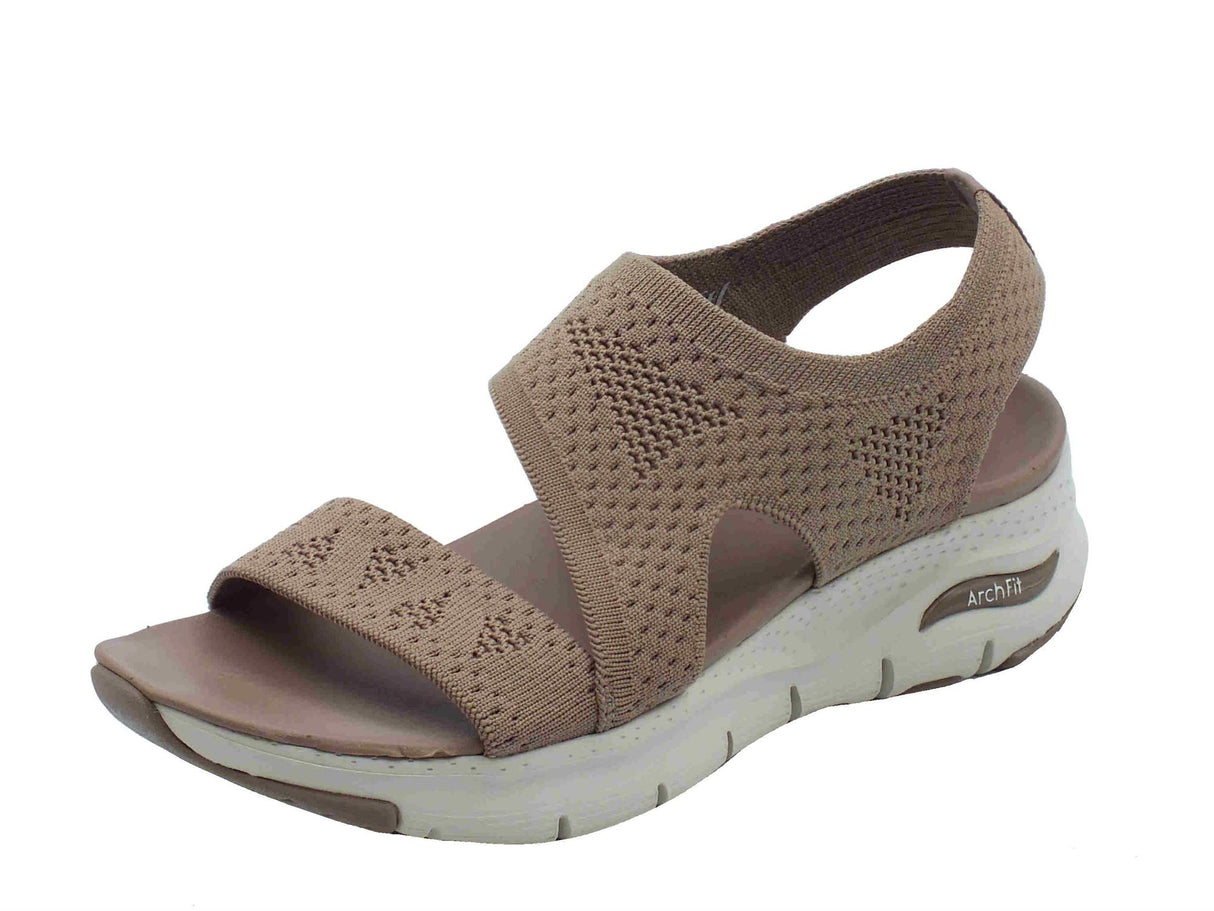 Skechers Skechers Arch Fit 119458 Brightest Day Mocha Sandali per Donna in tessuto elasticizzato marrone Mocha