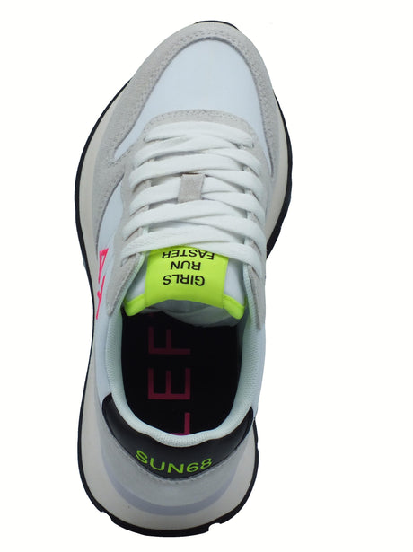SUN68 SUN68 Z35201 Ally Solid Nylon Bianco Fuxia Fluo Scarpe Sportive Donna in nabuk e tessuto zeppa media Bianco Fuxia