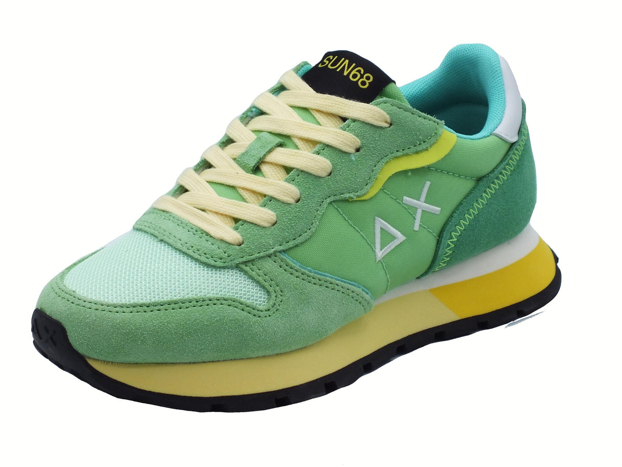 SUN68 SUN68 Z35204 Ally Color Explosion Verde Menta Scarpe Sportive Donna in camoscio tessuto zeppa media Verde Menta