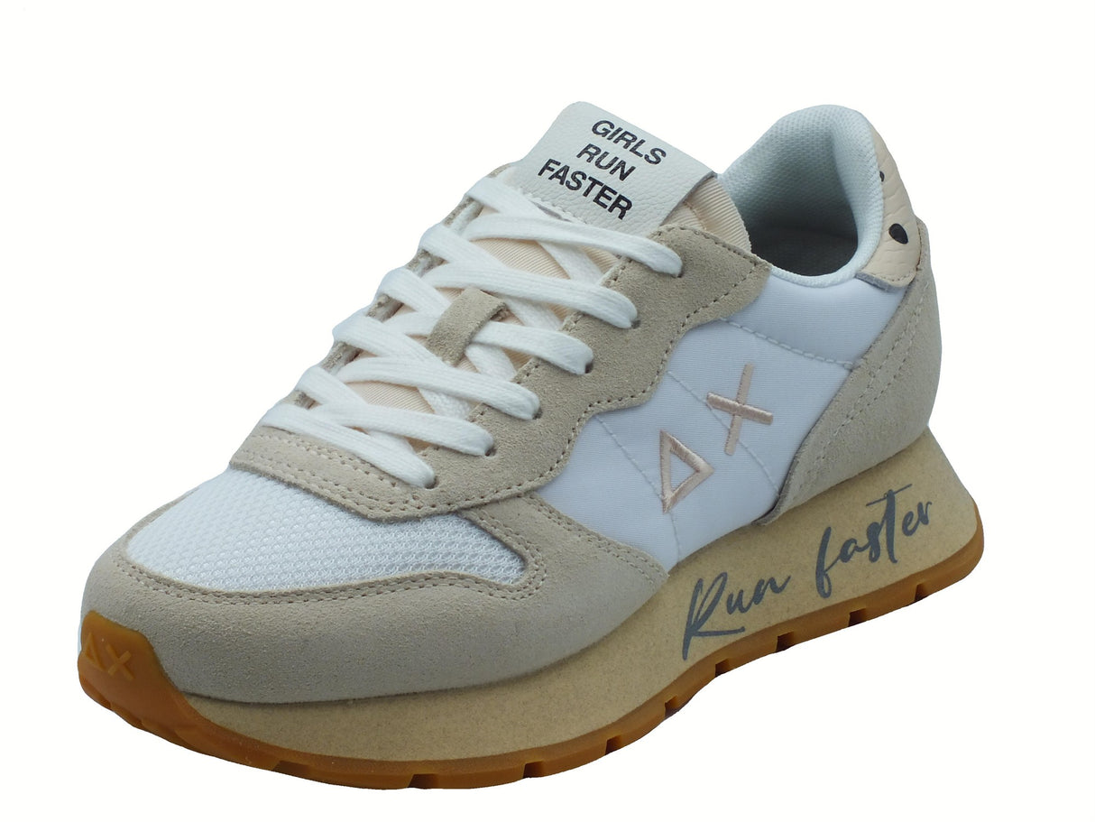 SUN68 SUN68 Z35207 Ally Vintage Bianco Panna Scarpe Sportive per Donna in nabuk e tessuto Bianco Panna