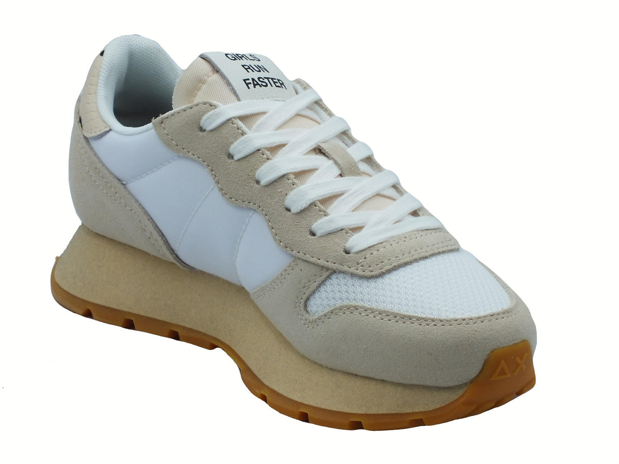 SUN68 SUN68 Z35207 Ally Vintage Bianco Panna Scarpe Sportive per Donna in nabuk e tessuto Bianco Panna