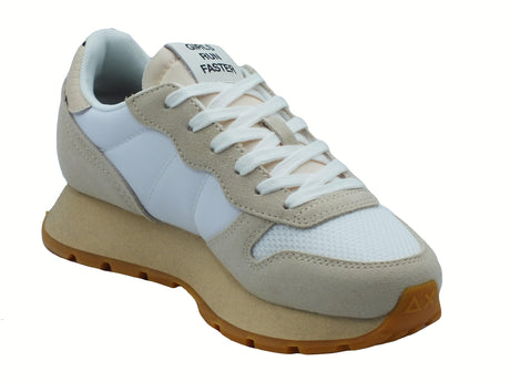 SUN68 SUN68 Z35207 Ally Vintage Bianco Panna Scarpe Sportive per Donna in nabuk e tessuto Bianco Panna
