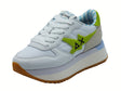 SUN68 SUN68 Z35215 Big Stargirl Spongee Logo Bianco Lime Scarpe Sportive per Donna in nabuk e tessuto Bianco Lime