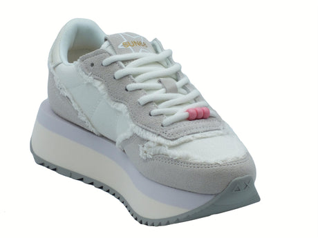 SUN68 SUN68 Z35216 Big Stargirl Canvas Bianco Panna Scarpe Sportive per Donna in nabuk e tessuto Bianco Panna