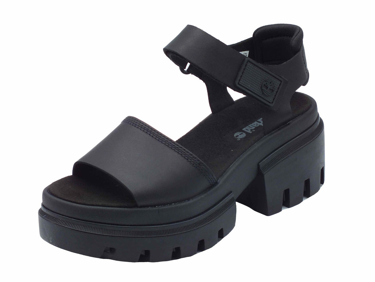 Timberland Timberland 0A5UKZ Everleigh Backstrap Black Sandali per Donna in pelle nera Black