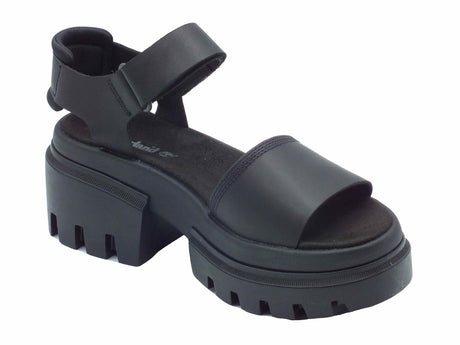 Timberland Timberland 0A5UKZ Everleigh Backstrap Black Sandali per Donna in pelle nera Black
