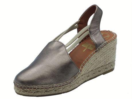 Viguera Viguera 1824 Elista Fumo Sandali Campesine per Donna in pelle grigio a con zeppa alta in corda Elista Fumo