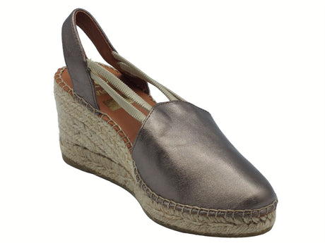 Viguera Viguera 1824 Elista Fumo Sandali Campesine per Donna in pelle grigio a con zeppa alta in corda Elista Fumo