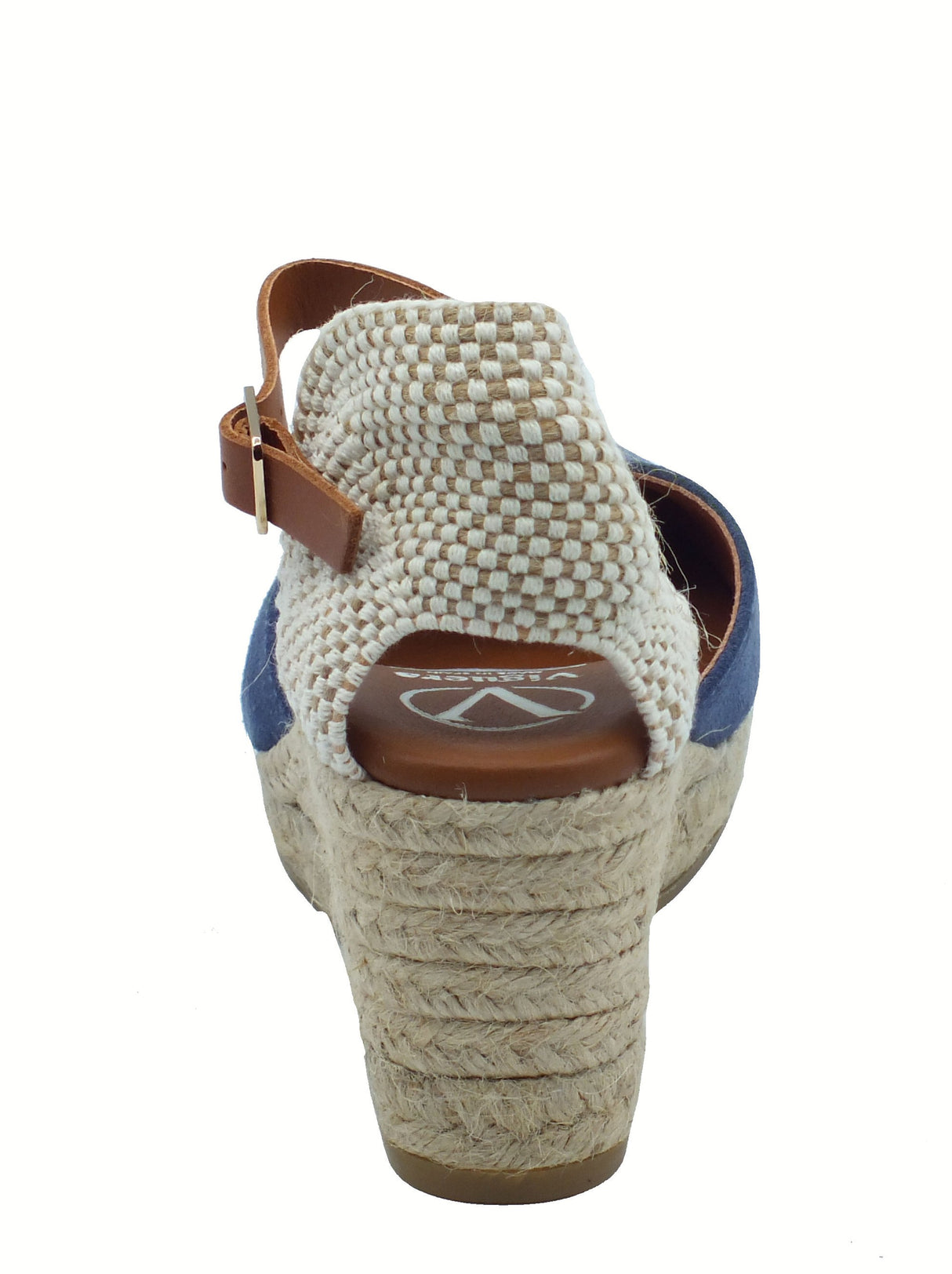 Viguera Viguera 2012 Vitelo Azul Campesine per Donna in nabuk blu con zeppa media in corda blu