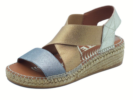 Viguera Viguera 2189 Corcega Sandali per Donna in tessuto elasticizzato con zeppa cassa in corda Corcega