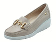 Valleverde Valleverde 11053 Nappa Ecrù Mocassini classico con zeppa per donna in pelle zeppa bassa Ecrù