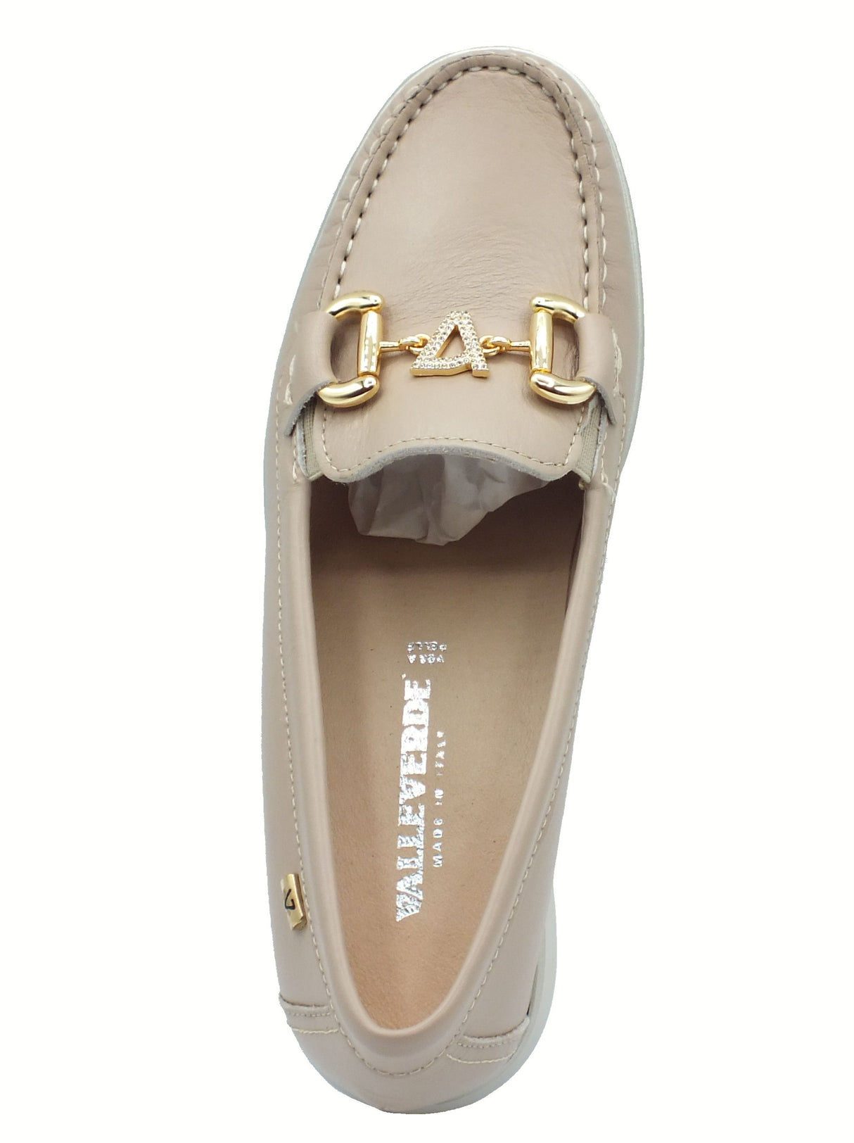 Valleverde Valleverde 11053 Nappa Ecrù Mocassini classico con zeppa per donna in pelle zeppa bassa Ecrù