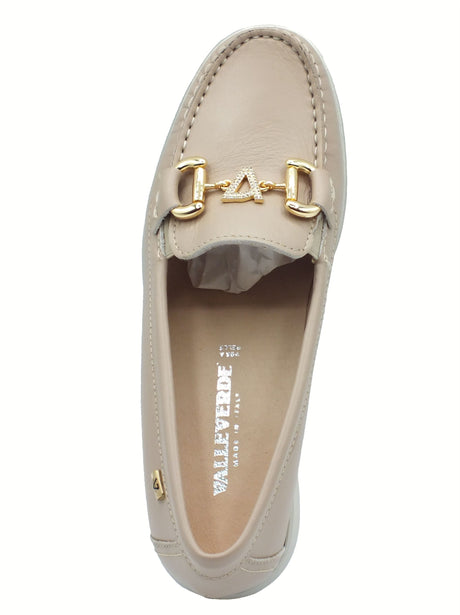 Valleverde Valleverde 11053 Nappa Ecrù Mocassini classico con zeppa per donna in pelle zeppa bassa Ecrù
