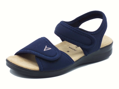 Valleverde Valleverde 25324 Blu Sandali con zeppa bassa per Donna in tessuto elasticizzato Blu