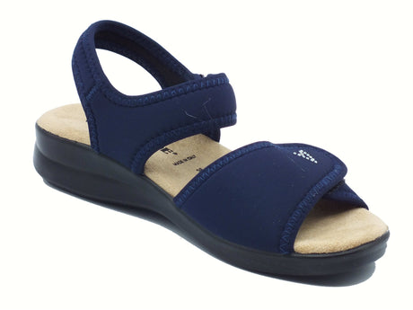 Valleverde Valleverde 25324 Blu Sandali con zeppa bassa per Donna in tessuto elasticizzato Blu